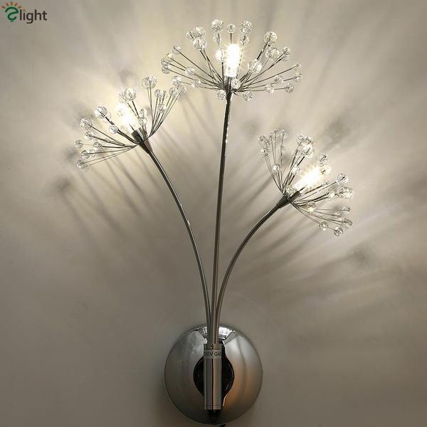 

wall lamp nordic lustre dandelion led g4 chrome metal k9 crystal bedroom lighting indoor luminaire fixtures