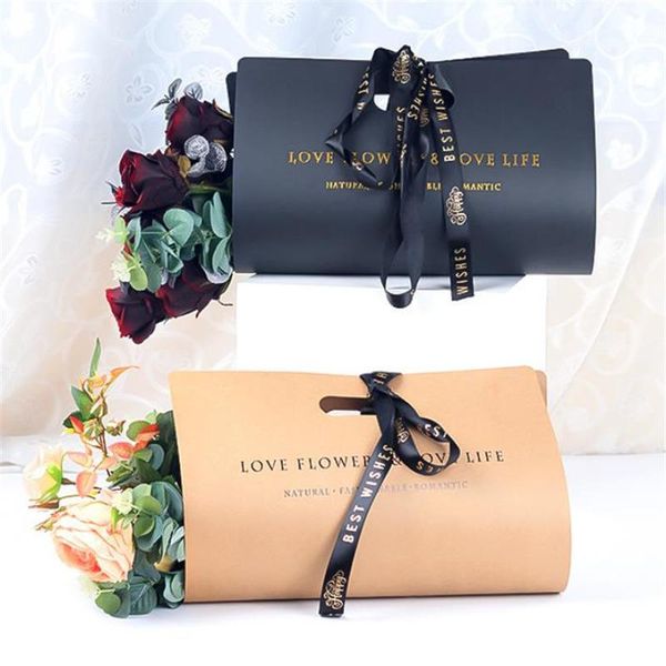 

korean fashion kraft paper bouquet bag portable flower birthday party gift packaging valentine's day rose wrapping 10pcs/lot wrap