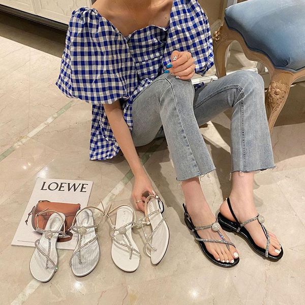 

slippers summer flip flops lady slides bordered crystal women bling casual square low heels female outdoor shoes y, Black