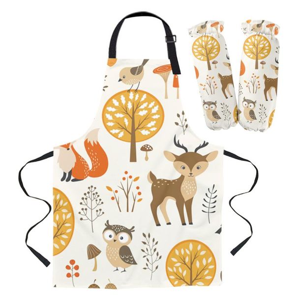 

aprons exquisite apron kit forest animal autumn children's baking painting bib men's women's kitchen cooking cleaning sleeves