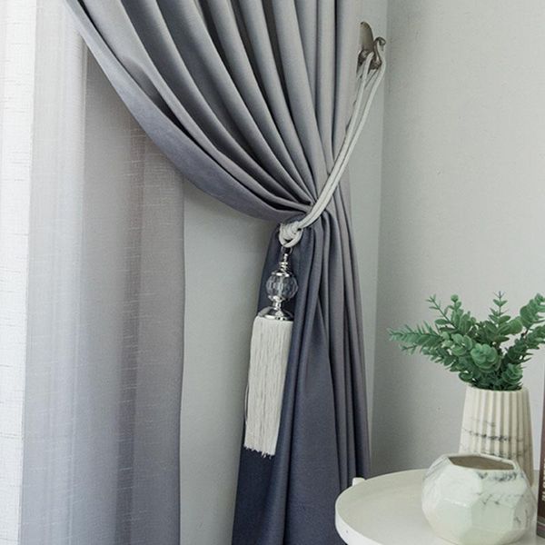 

modern nordic grey gradient curtain thickened cotton linen tulle for living room bedroom custom #4 & drapes