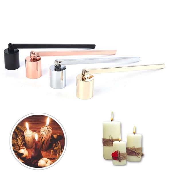 Spegni candela in acciaio inossidabile Fiamma Wick Dipper Tool Lampada a olio Estinzione Trimmer Cutter 16 cm Oro rosa Nero Argento