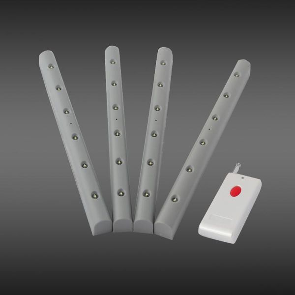 

4pcs x led lights with 1pc remote control batteries model strip light but send without bar