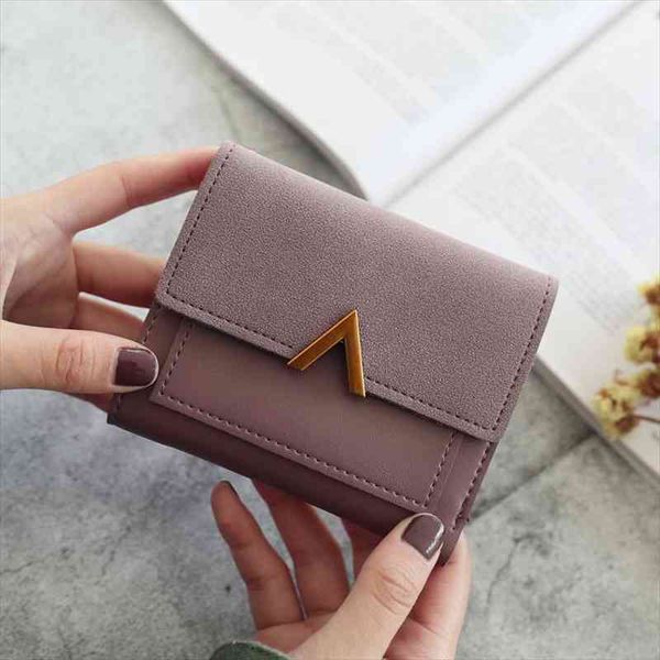 

fashion metal v word decoration women wallets matte retro hasp short purse small cash clips womens and purses money bag, Red;black