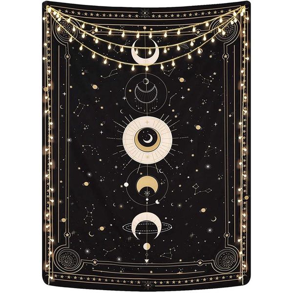 

tapestries moon phase tapestry,starry sky tarot card tapestry wall hangings,retro art for bedroom,150x200 cm