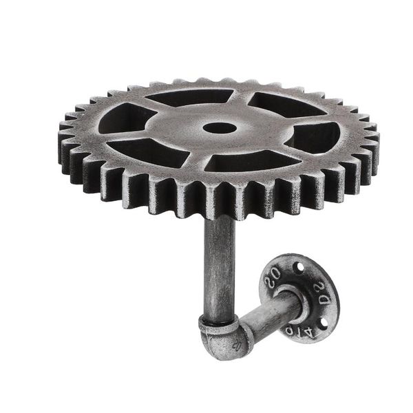 

hooks & rails 1pc industrial style iron pipe rack bracket vintage gear design wall
