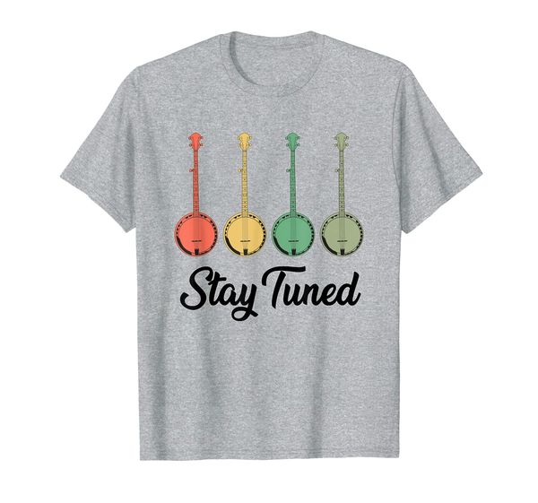 

stay tuned retro banjo musician guitar player vintage gifts t-shirt, White;black