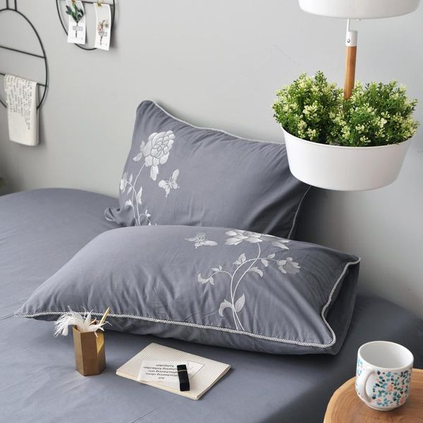 

cilected 100% cotton rose embroidered pillowcase 48x74cm envelope pillow protection cover ins simple cushion home decor case