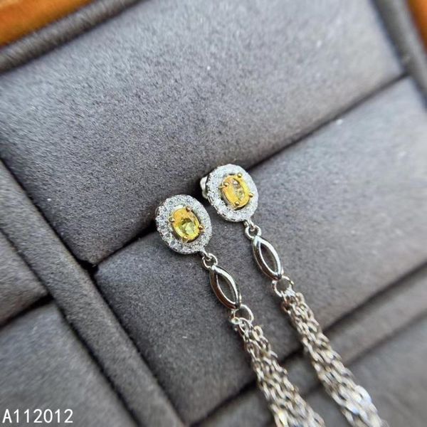 

dangle & chandelier kjjeaxcmy fine jewelry natural yellow sapphire 925 sterling siver girl gemstone earrings eardrop support test, Silver