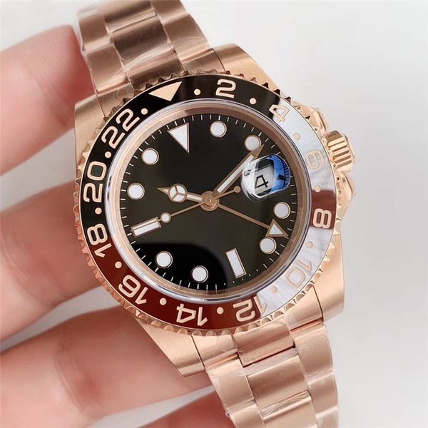 

montre de luxe rose gold mens automatic mechanical watches 41mm full stainless steel strap gold watch super luminous wristwatch sapphire, Slivery;brown