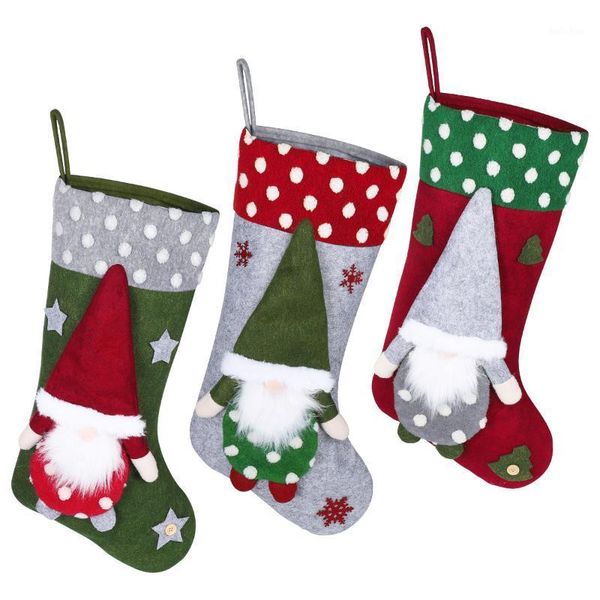 

christmas decorations toyandona 3pcs stockings gift bags candy pouch socks festival holiday (gnome pattern)
