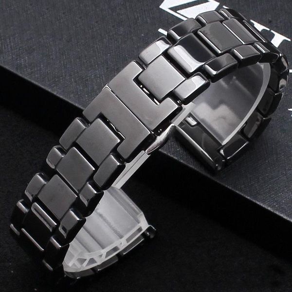 

watch bands ceramic strap 16mm bracelet watchband 20mm 22mm quick release bar wristwatches band 18mm white black belt not fade, Black;brown