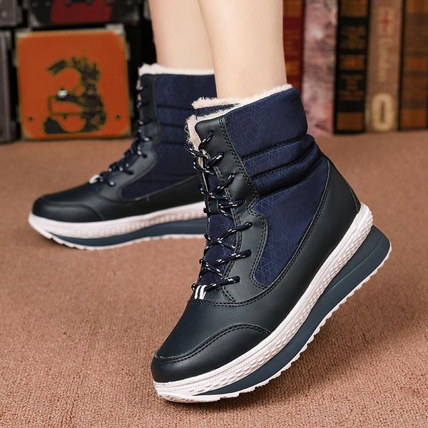 

boots 2021 women waterproof winter shoes snow platform warm ankle female thick fur botas mu, Black