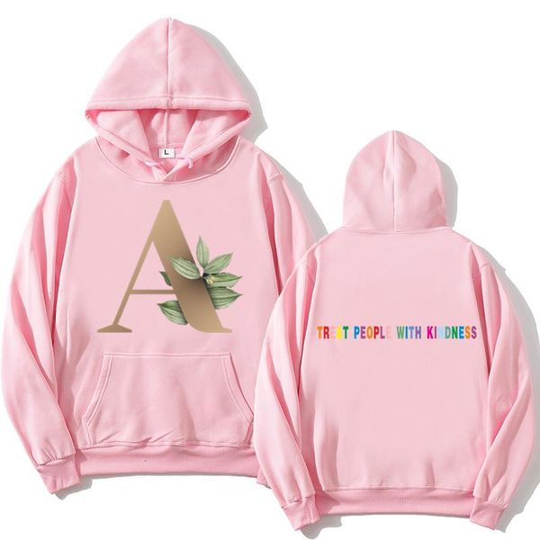 

men's hoodies & sweatshirts oversized hoodie custom name letter combination women's printing green plants font a b c d e f g, Black