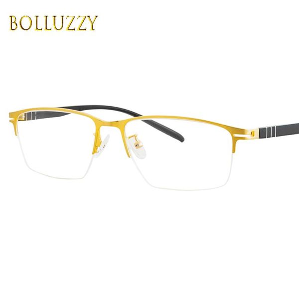

fashion sunglasses frames metal half rim glasses frame for men semi prescription eyeglasses men's business oculos brand designer clear, Black