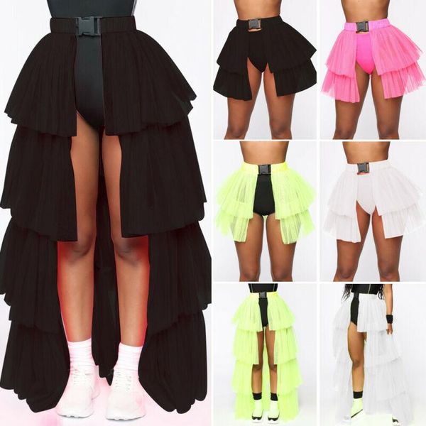 

skirts goocheer womentutu skirt summer mesh tulle high waist tutu bustle dancing ball gown solid color streetwear, Black