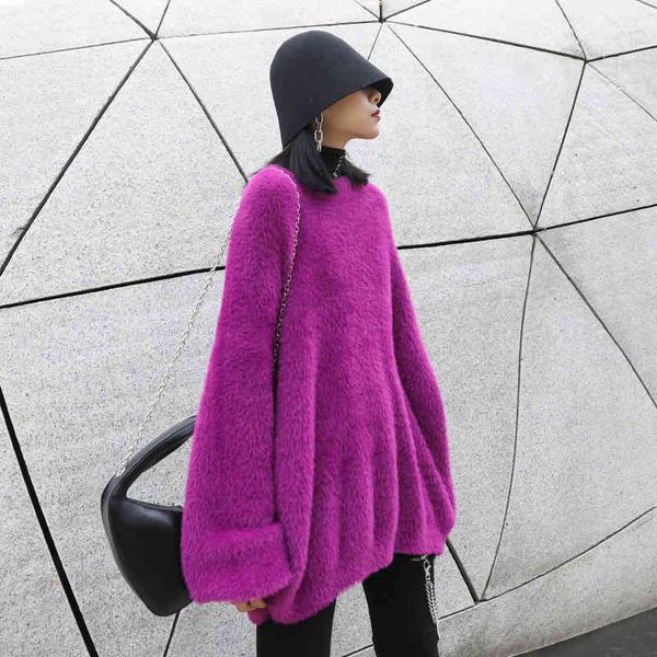 

hoodie female pullovers fashion autumn tide oversized knitting sweater fit around the sleeve, Black