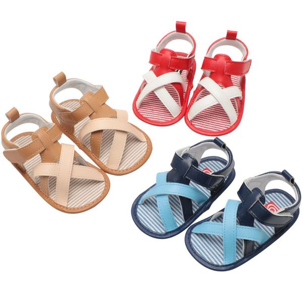 

first walkers 2021 baby summer shoes born infant girls boys solid non-slip color block pu leather breathable toddler 0-18m