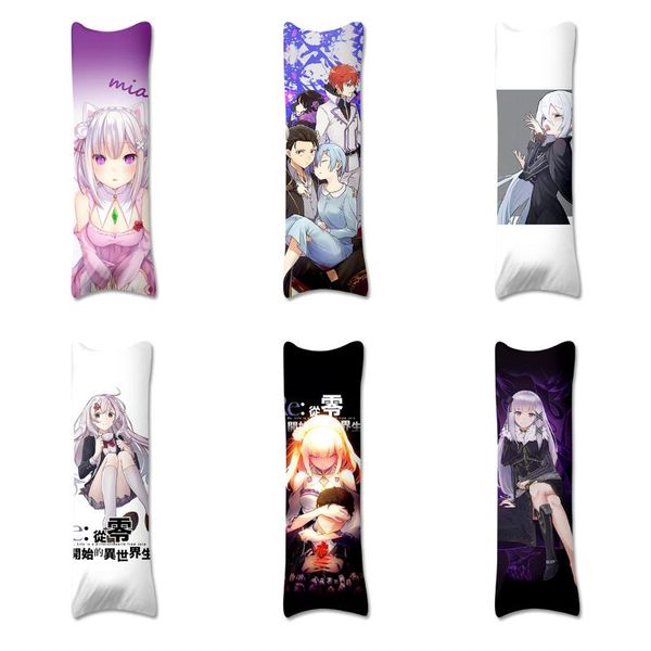 

pillow anime re:zero emilia ram rem diy dakimakura pillowcase custom cushion cover hugging body case home bedding