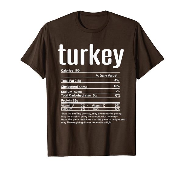 

thanksgiving turkey nutritional facts t-shirt, White;black