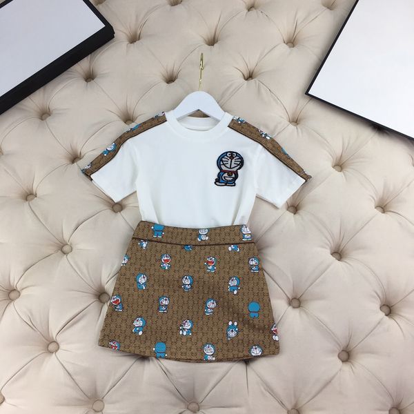 

designer kids casual short t + skirts sets color childrens suit brand boys clothing cotton tees size 100-150 brother and sister costume, White