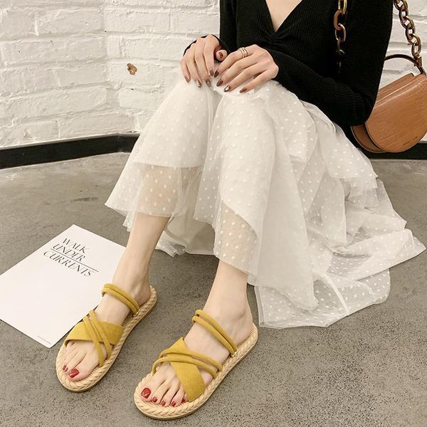 

slippers women's summer seaside beach flat shoes fashion strap combination comfortable skin-friendly simple sweet u24-551, Black