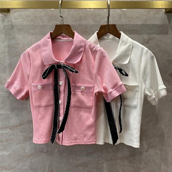 

women's jackets bow tie knit cardigan women summer turn-down collar short sleeve thin coat jacket coats, Black;brown