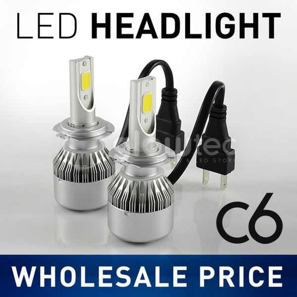 

car headlights wholesale 2pcs c6 - h1, h3, h4, h7, h8, h9, h11 6000k 3000k led cob 36w/3800lm lights bulbs 12v glowtec + gift