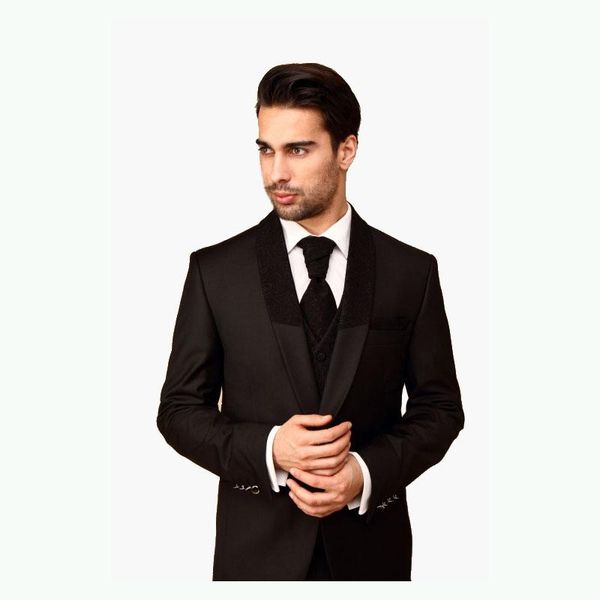 

men's suits & blazers custom vintage groom tuxedo retro brand black wedding suit slim fit male blazer groomsmen shawl lapel party 3 pie, White;black