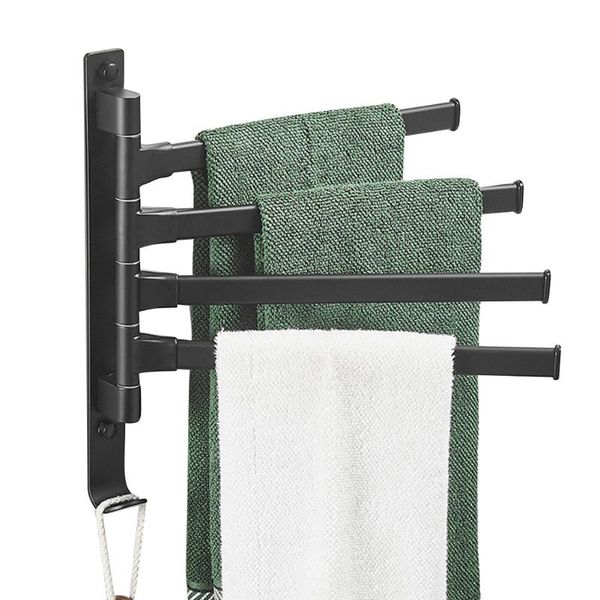 

towel racks swing bar anti slip bathroom kitchen wall mounted hanger 180 degree rotation no drilling easy install home storage rack