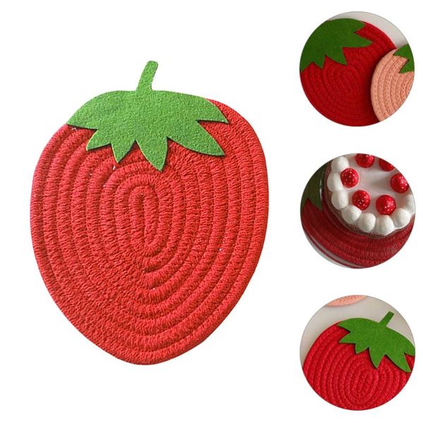 

1pc anti-scald pot pad insulation strawberry cup woven placemat planters & pots