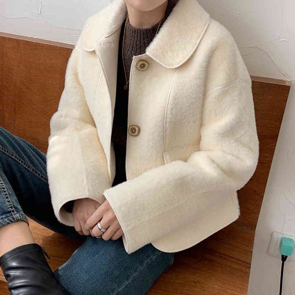 

jacket furry short women autumn single-breasted teddy winter jacket elegant keep warm fur coat white, Black;brown