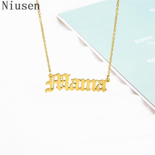 

pendant necklaces mama necklace old english delicate letter gift jewelry mother's day love for moms babygirl, Silver
