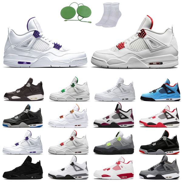 

4s man basketball shoes cool fashion color black cat court purple university red neon bred alternate motorsport metallic dark white cement g