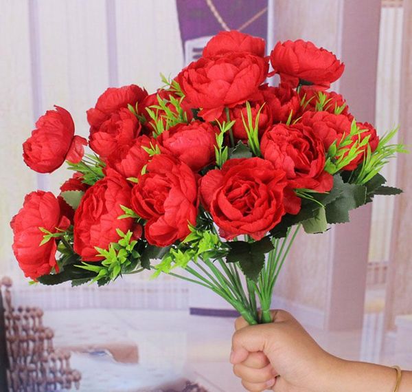 

decorative flowers & wreaths 6 flower head simulation peony filigree rose bouquet retro bridal fake home diy christmas wedding dec