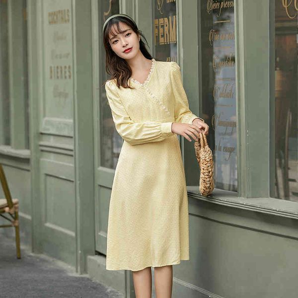 

dress spring arrival long sleeve lace v-neck slim mid knee length a-line women's dress 4xte, Black;gray