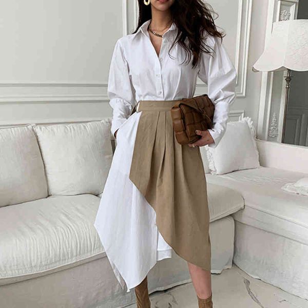 

women's suits & blazers [ewq] two-piece women's clothing, 2-piece uneven shirt, dress, plight, korean fashion, z82f, White;black