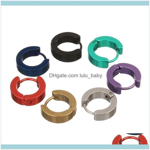 

earrings jewelrypair simple punk black stainless steel hoop piercing round neutral earring for women men fashion jewelry gouden oorringen &, Golden;silver