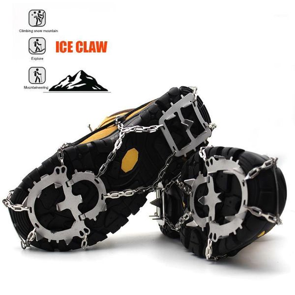

cords, slings and webbing anti slip ice gripper spikes cleats 18 teeth outdoor climbing snow shoe crampons travelling easy carrying portable