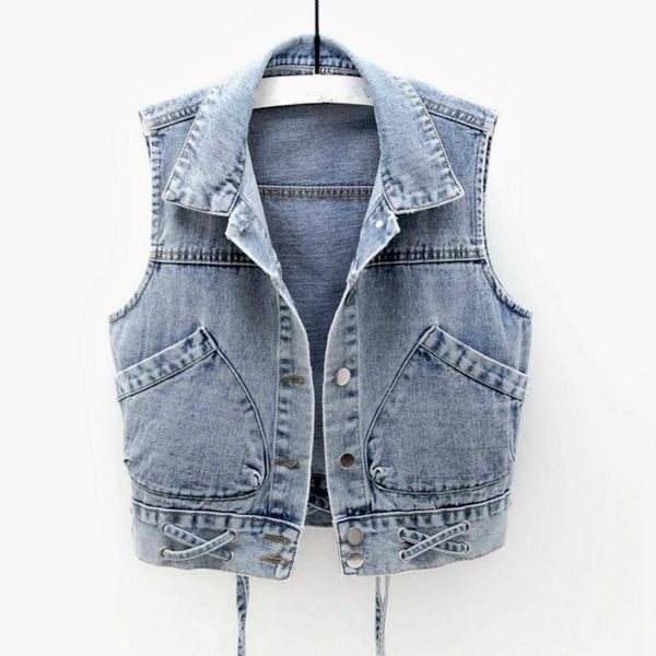 

women's vests fashion denim vest female spring autumn sleeveless short jacket women casual single breasted jean waistcoat, Black;white