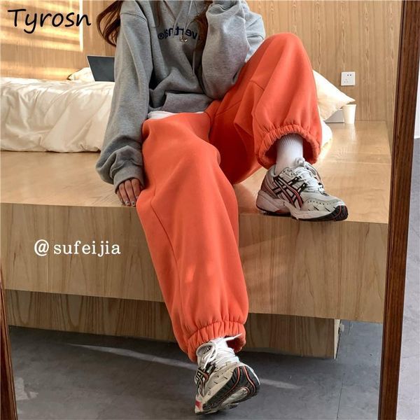 

women's pants & capris tie feet casual straight chic fashion streetwear leisure solid all match korean style women students outwork vin, Black;white
