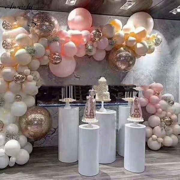 

party decoration 5pcs/set)wrought iron plating cake stand flower vase for wedding stage walkway pillar qq316