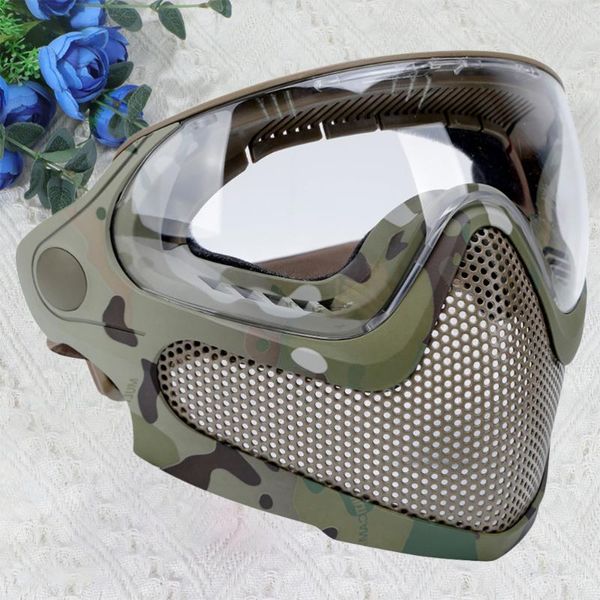 

outdoor hats 1pc dual mode combat mask game gear steel screen protective for man (camouflage), Black;white