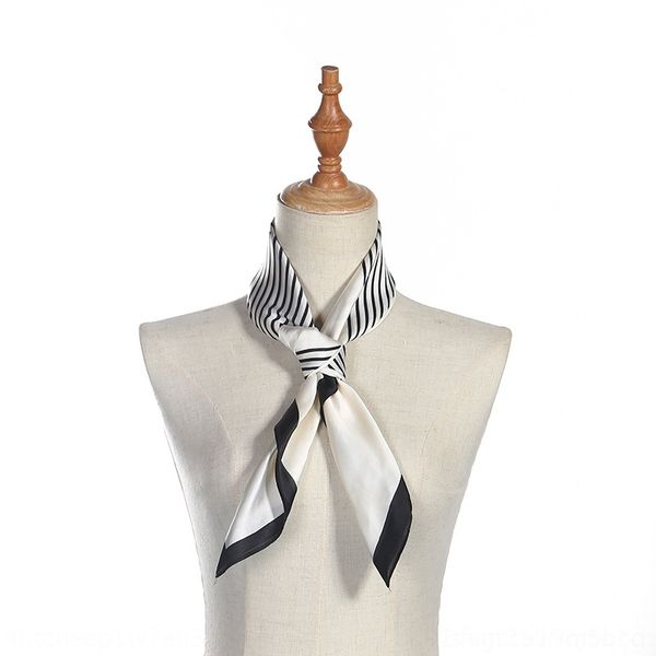 

xqe silk simulation silk 70 70 square fashion stripe check women's simulation scarf cravat black and white ties scarf, Black;gray
