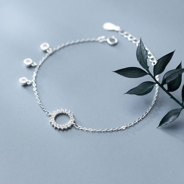 

miqiao 925 sterling silver women's bracelets anklet ornament fashion diamond zircon chain on leg silver hollow ring charm gift f1219, Red;blue