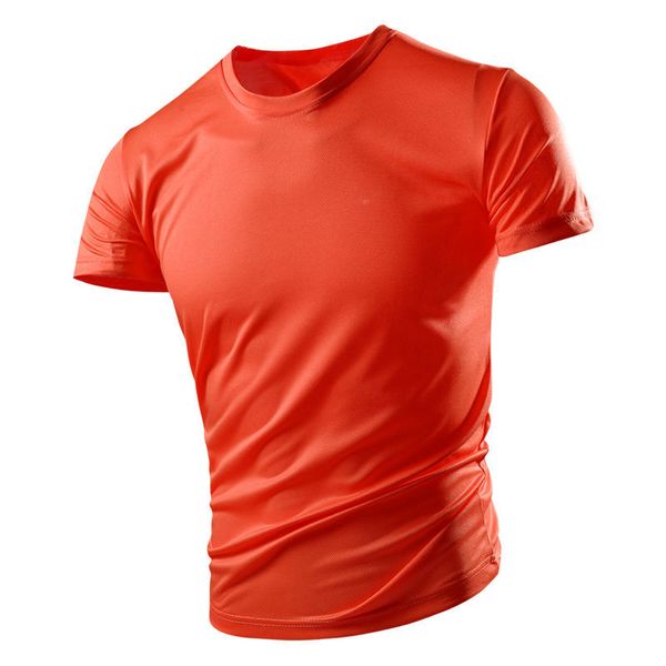 

short-sleeved t-shirt men's quick-drying clothes summer orange breathable plus size summer sports ice silk men's clothing, Black;yellow