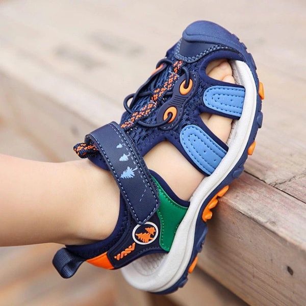 

sandals lemai brand children footwear boy girls closed toe beach for little and big kids summer toddler sport shoes, Black;red