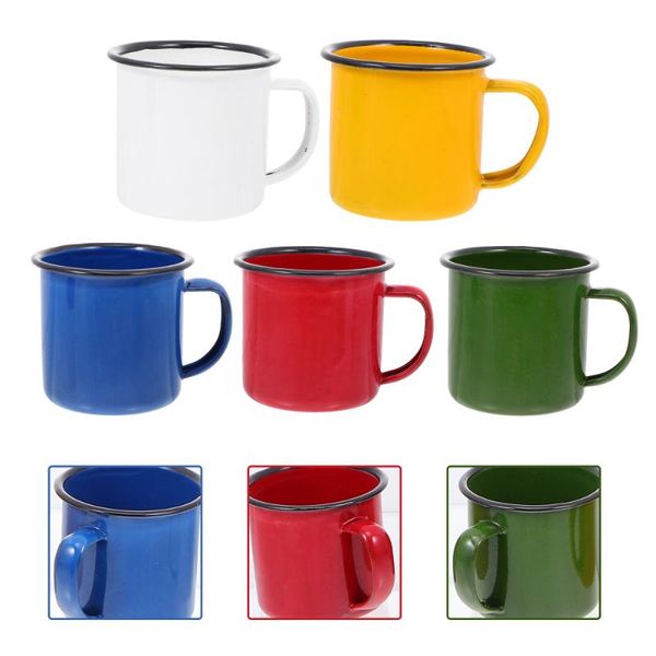 

mugs 5pcs enamel vintage drinking cups small (assorted color)