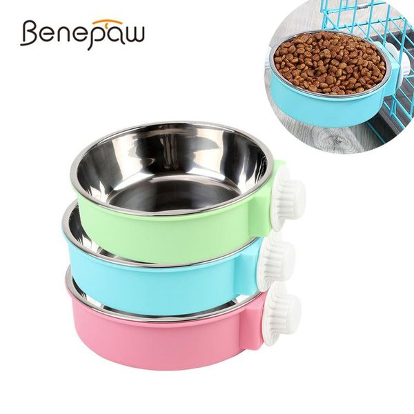 

dog bowls & feeders benepaw stainless steel crate cage bowl removable eco-friendly quality water food hanging pet feeder feed easy to clean