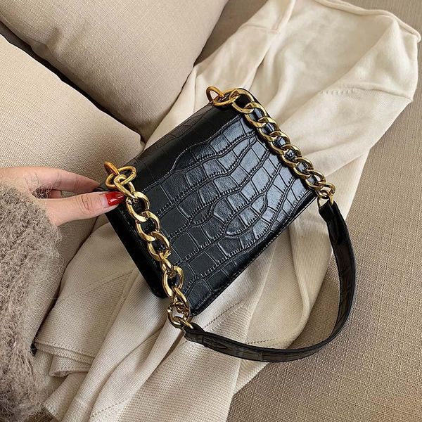 

stone pattern pu leather shoulder simple bags for women 2021 chain mini fashion travel handbags and purses cross body bag